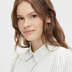 Chemise Robe Manches Longues à Rayures Femme PIECES -Tendryne Soldes Boutique chemise robe manches longues a rayures femme pieces 3