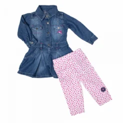 Ensemble Robe Chemise En Jean + Legging Imprimé Bébé CHEVIGNON -Tendryne Soldes Boutique ensemble robe chemise en jean legging imprime bebe chevignon 2