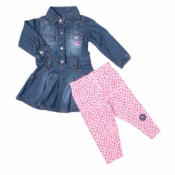 Ensemble Robe Chemise En Jean + Legging Imprimé Bébé CHEVIGNON -Tendryne Soldes Boutique ensemble robe chemise en jean legging imprime bebe chevignon 3