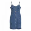 Robe à Bretelles En Jean Boutonnée Coton Stretch Femme VILA -Tendryne Soldes Boutique robe a bretelles en jean boutonnee coton stretch femme vila