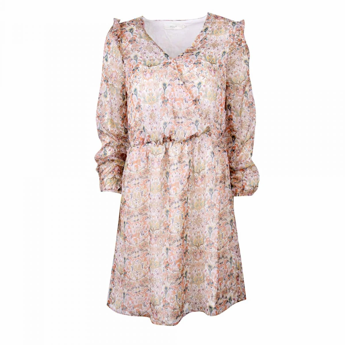 Robe Avec Volants Courte Col V Manches 7/8 à Fleurs Femme DEELUXE 74 3 Robe Avec Volants Courte Col V Manches 7/8 à Fleurs Femme DEELUXE 74