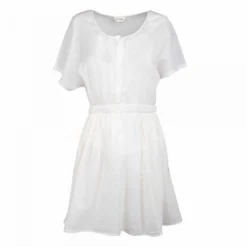 Robe Blanche Manches Courtes évasée En Coton Femme AMERICAN VINTAGE