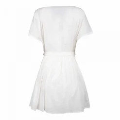 Robe Blanche Manches Courtes évasée En Coton Femme AMERICAN VINTAGE -Tendryne Soldes Boutique robe blanche manches courtes evasee en coton femme american vintage 3
