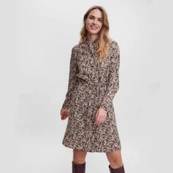 Tendryne Soldes Boutique -Tendryne Soldes Boutique robe chemise col mao imprimee nouee femme vero moda 1