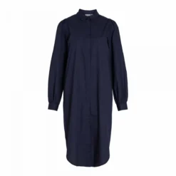 Robe Chemise Droite Manches Longues Longueur Genou Coton Femme VILA