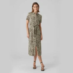 Robe Chemise Imprimé Animal Longueur Midi Femme VERO MODA -Tendryne Soldes Boutique robe chemise imprime animal longueur midi femme vero moda 1