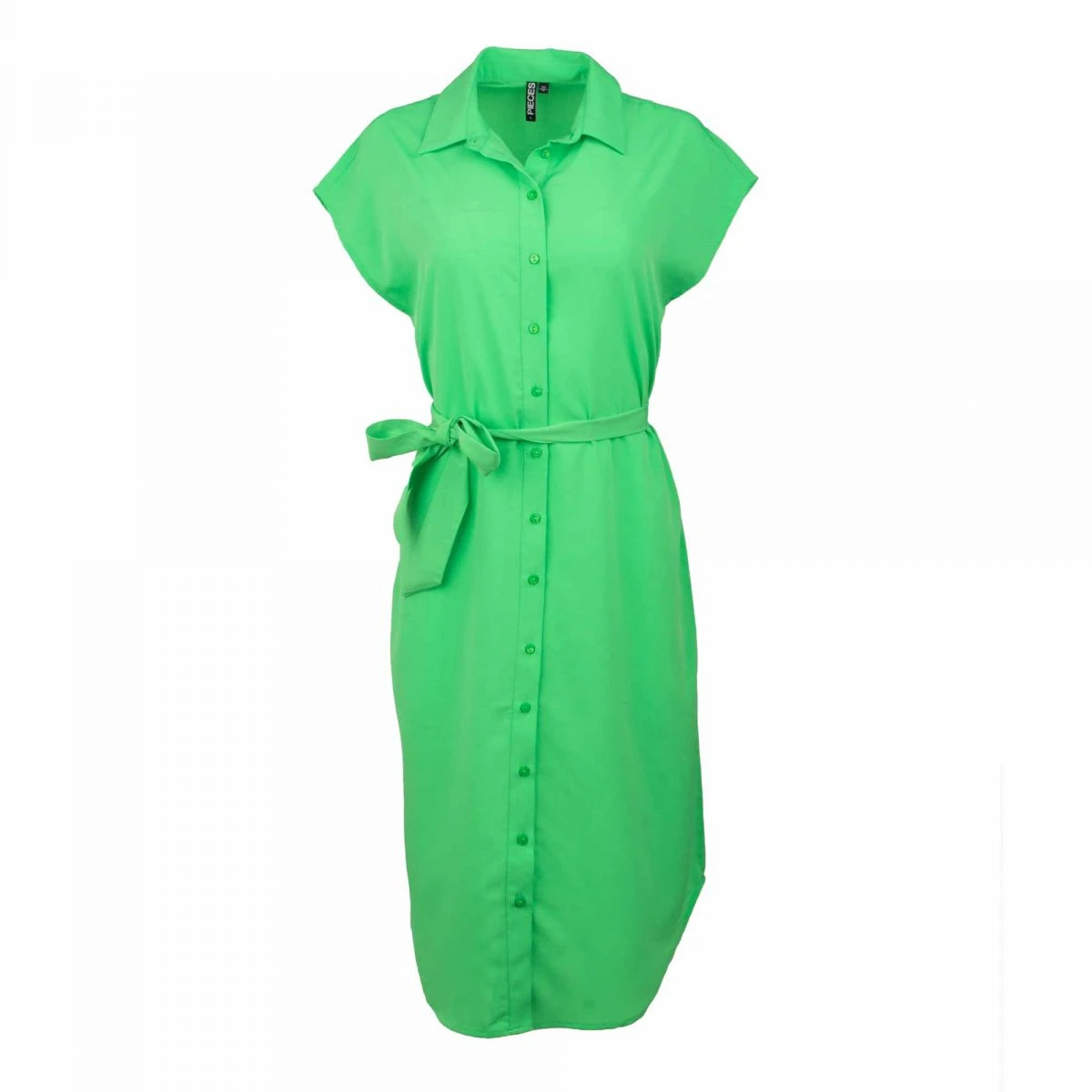 Robe Chemise Longue Manches Courtes à Nouer Femme PIECES 4 Robe Chemise Longue Manches Courtes à Nouer Femme PIECES – Image 2