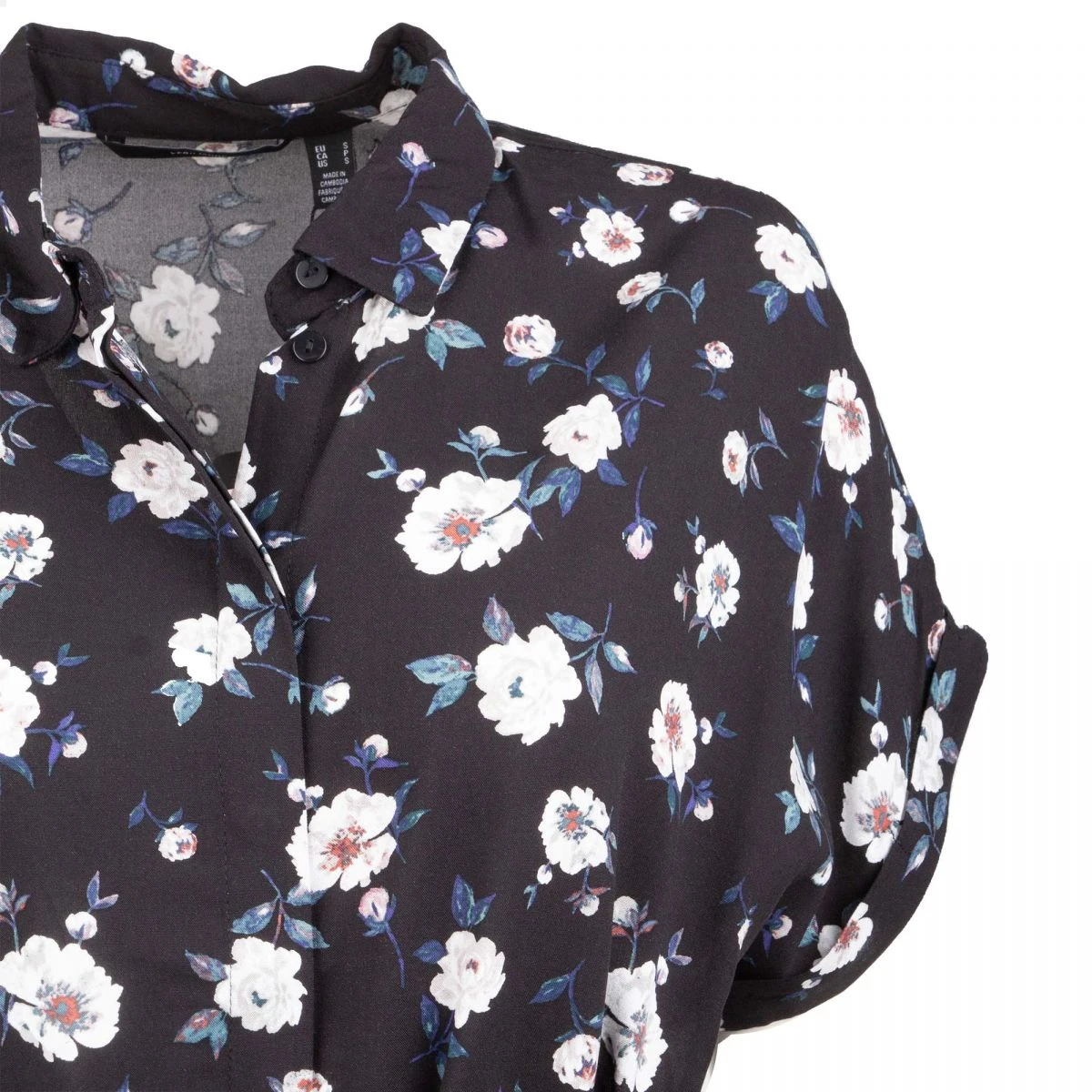 Robe Chemise Manches Courtes à Fleurs Femme VERO MODA 5 Robe Chemise Manches Courtes à Fleurs Femme VERO MODA – Image 3