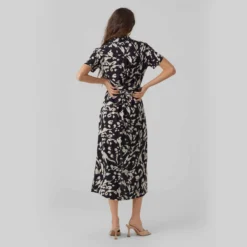 Robe Chemise Manches Courtes Imprimée Longueur Midi Femme VERO MODA -Tendryne Soldes Boutique robe chemise manches courtes imprimee longueur midi femme vero moda 2