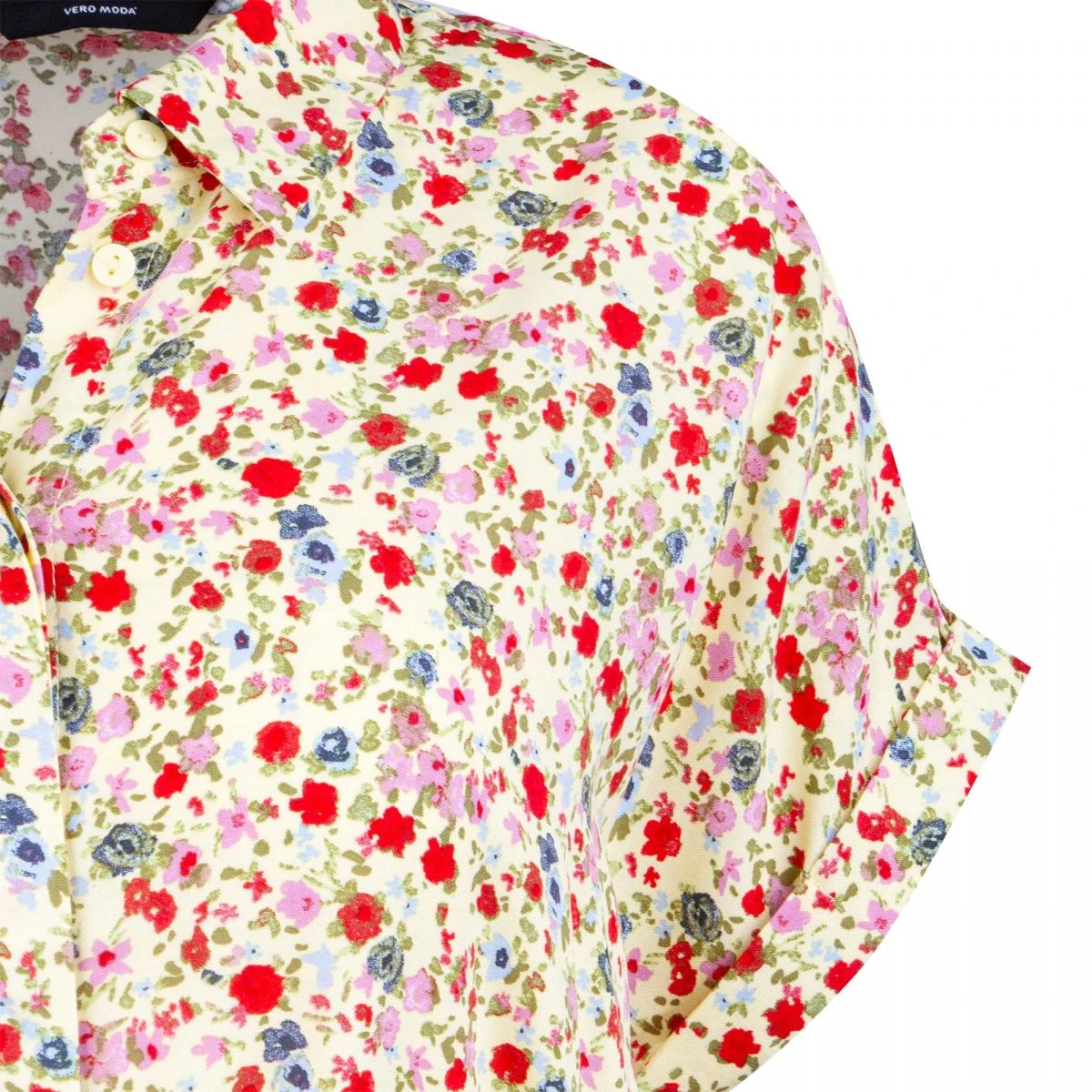 Robe Chemise Manches Courtes Jaune à Fleurs Femme VERO MODA 5 Robe Chemise Manches Courtes Jaune à Fleurs Femme VERO MODA – Image 3