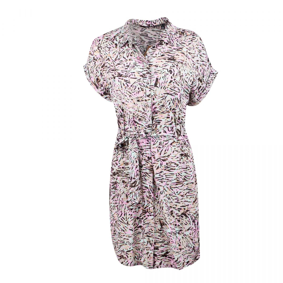 Robe Chemise Manches Courtes Zébré Femme VERO MODA 3 Robe Chemise Manches Courtes Zébré Femme VERO MODA