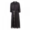 Robe Col Cheminée Longue Manches 7/8 Avec Lien De Serrage Noire Femme DEELUXE 74 -Tendryne Soldes Boutique robe col cheminee longue manches 7 8 avec lien de serrage noire femme deeluxe 74