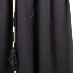 Robe Col Cheminée Longue Manches 7/8 Avec Lien De Serrage Noire Femme DEELUXE 74 -Tendryne Soldes Boutique robe col cheminee longue manches 7 8 avec lien de serrage noire femme deeluxe 74 3