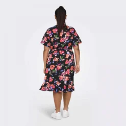 Robe Courte Cache-coeur Volants Ceinture Femme ONLY CARMAKOMA -Tendryne Soldes Boutique robe courte cache coeur volants ceinture femme only carmakoma 3