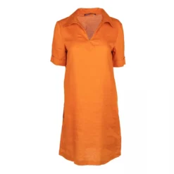 Robe Courte En Lin Ambre Col V Femme COMPTOIR DES COTONNIERS