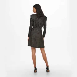 Robe Courte Manches Longues Pailletée Femme ONLY -Tendryne Soldes Boutique robe courte manches longues pailletee femme only 3