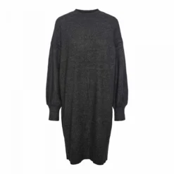 Robe Droite Détail Pailleté Poignets Côtelés Manches Longues Femme PIECES