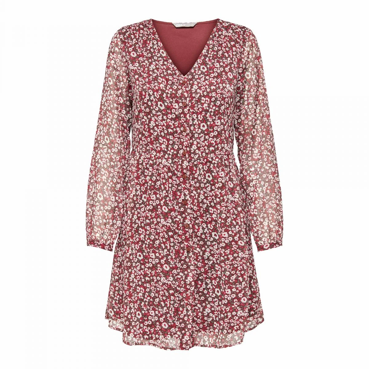 Robe Légère Manches Longues Col V Fleurie Femme ONLY 5 Robe Légère Manches Longues Col V Fleurie Femme ONLY – Image 3