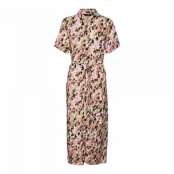 Robe Longue Chemise Manches Courtes Avec Ceinture Taches De Peinture Easy Femme VERO MODA