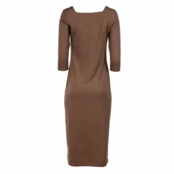 Robe Longue Col Carré Chocolat Manches 3/4 Femme OBJECT 7 Robe Longue Col Carré Chocolat Manches 3/4 Femme OBJECT -Tendryne Soldes Boutique robe longue col carre chocolat manches 3 4 femme object 1