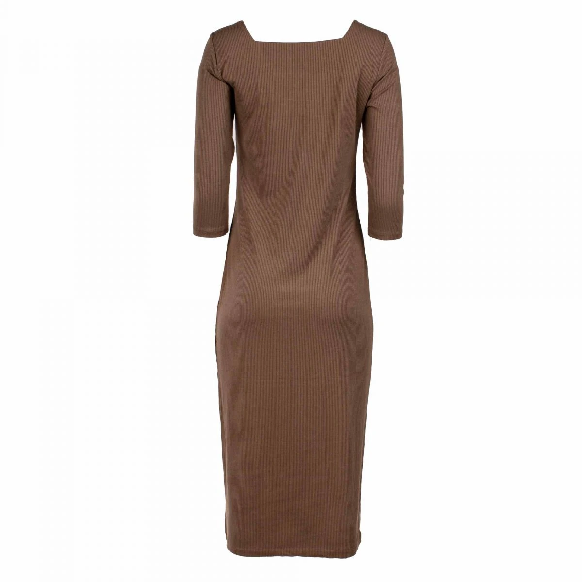 Robe Longue Col Carré Chocolat Manches 3/4 Femme OBJECT 4 Robe Longue Col Carré Chocolat Manches 3/4 Femme OBJECT – Image 2