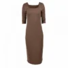 Robe Longue Col Carré Chocolat Manches 3/4 Femme OBJECT 1 Robe Longue Col Carré Chocolat Manches 3/4 Femme OBJECT -Tendryne Soldes Boutique robe longue col carre chocolat manches 3 4 femme object