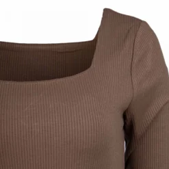 Robe Longue Col Carré Chocolat Manches 3/4 Femme OBJECT 8 Robe Longue Col Carré Chocolat Manches 3/4 Femme OBJECT -Tendryne Soldes Boutique robe longue col carre chocolat manches 3 4 femme object 2