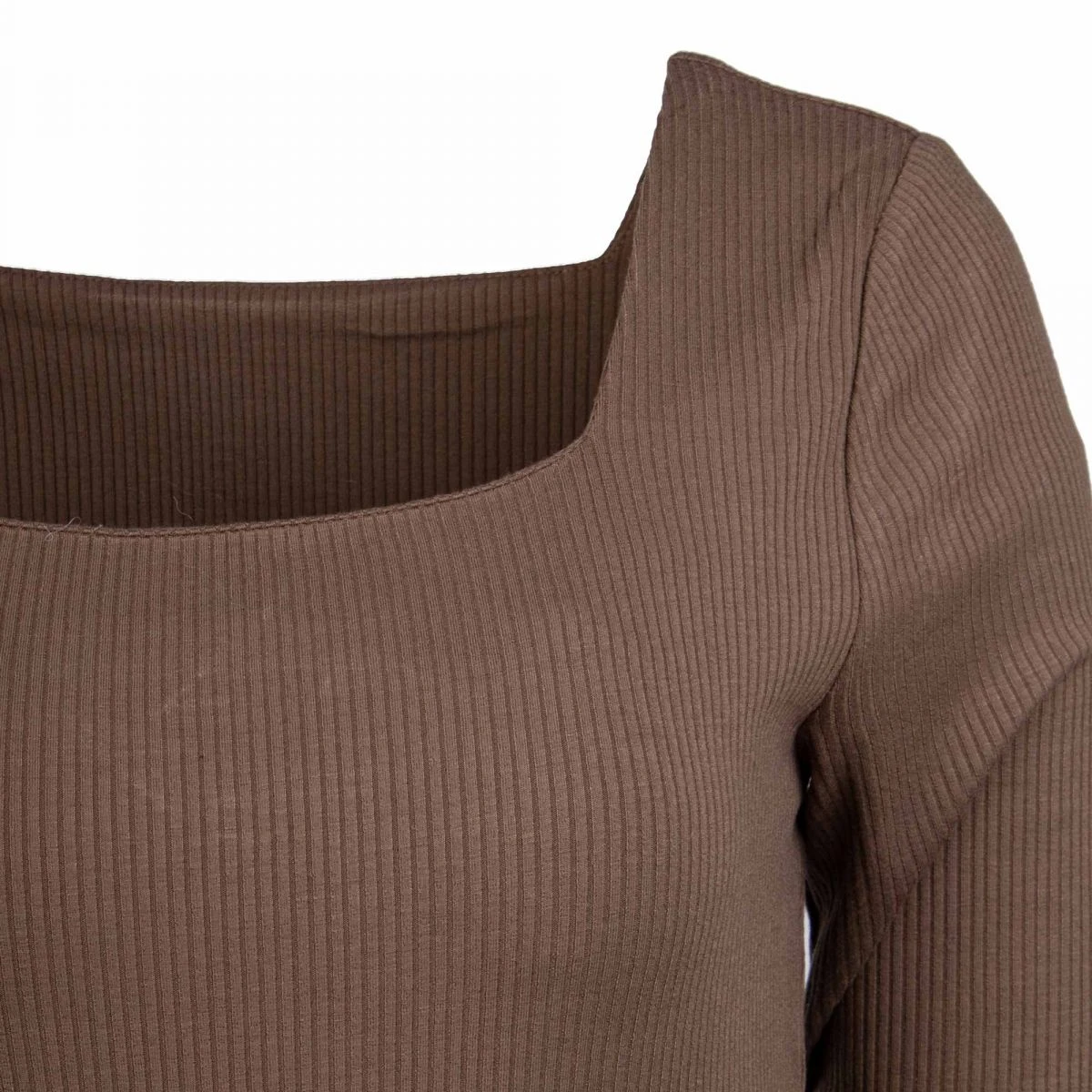 Robe Longue Col Carré Chocolat Manches 3/4 Femme OBJECT 5 Robe Longue Col Carré Chocolat Manches 3/4 Femme OBJECT – Image 3