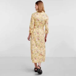 Robe Longue Imprimé Floral Col V Femme PIECES -Tendryne Soldes Boutique robe longue imprime floral col v femme pieces 3