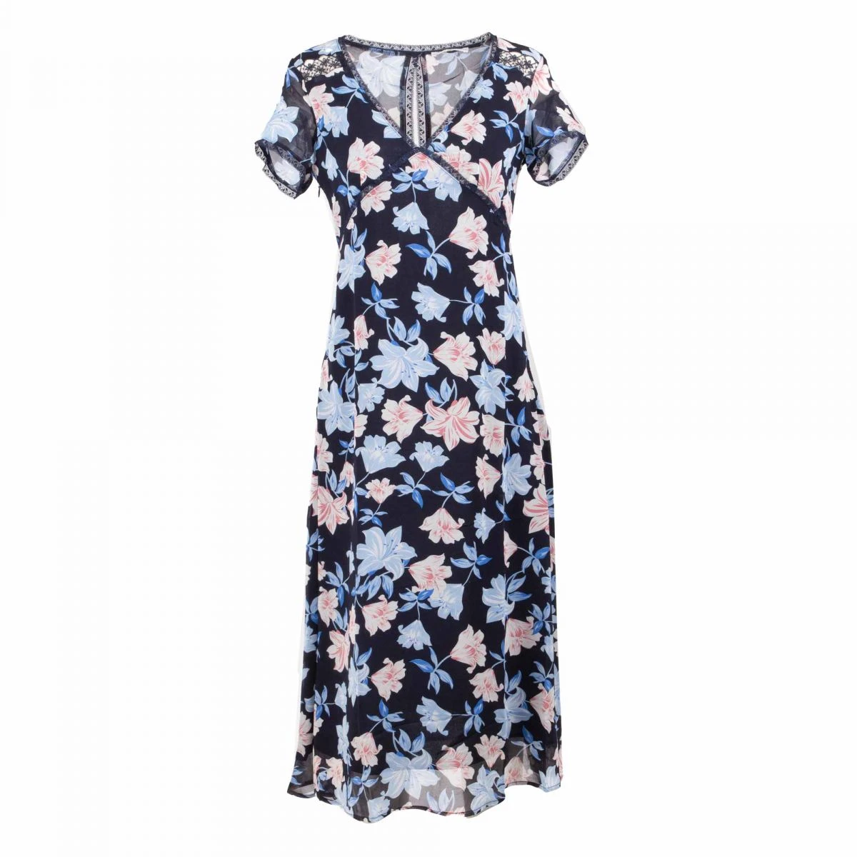 Robe Longue Manches Courtes à Fleurs Femme GRACE & MILA 3 Robe Longue Manches Courtes à Fleurs Femme GRACE & MILA