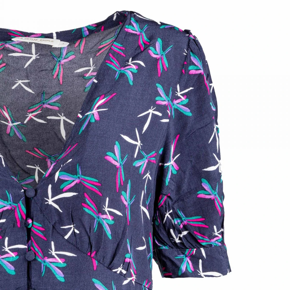 Robe Longue Manches Courtes Col V Femme LA PETITE ETOILE 5 Robe Longue Manches Courtes Col V Femme LA PETITE ETOILE – Image 3