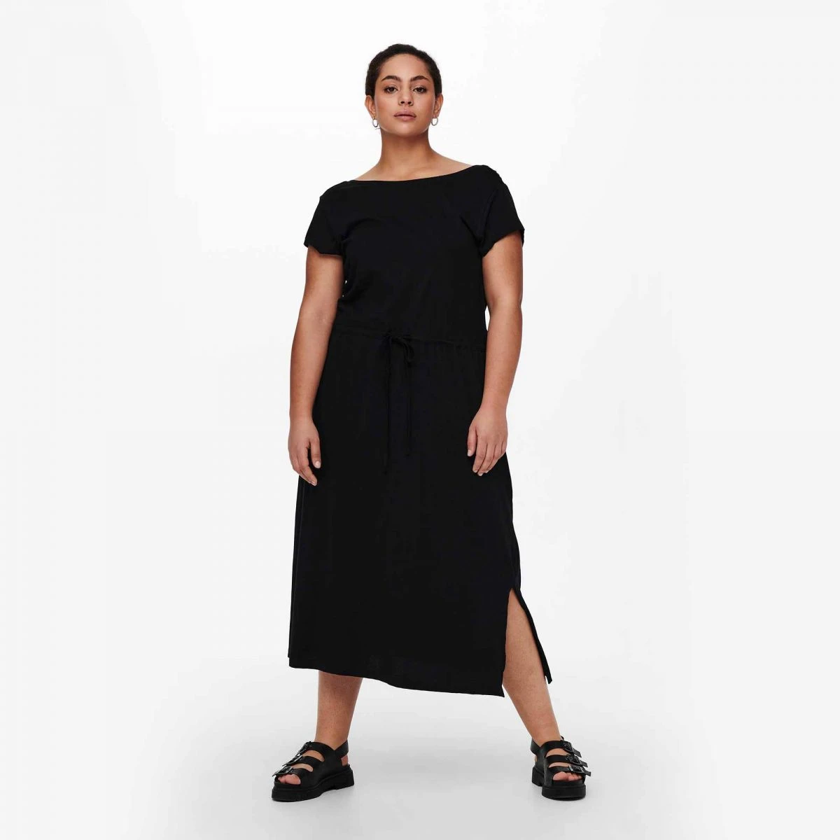 Robe Longue Manches Courtes Fendue Coton Femme ONLY CARMAKOMA 4 Robe Longue Manches Courtes Fendue Coton Femme ONLY CARMAKOMA – Image 2