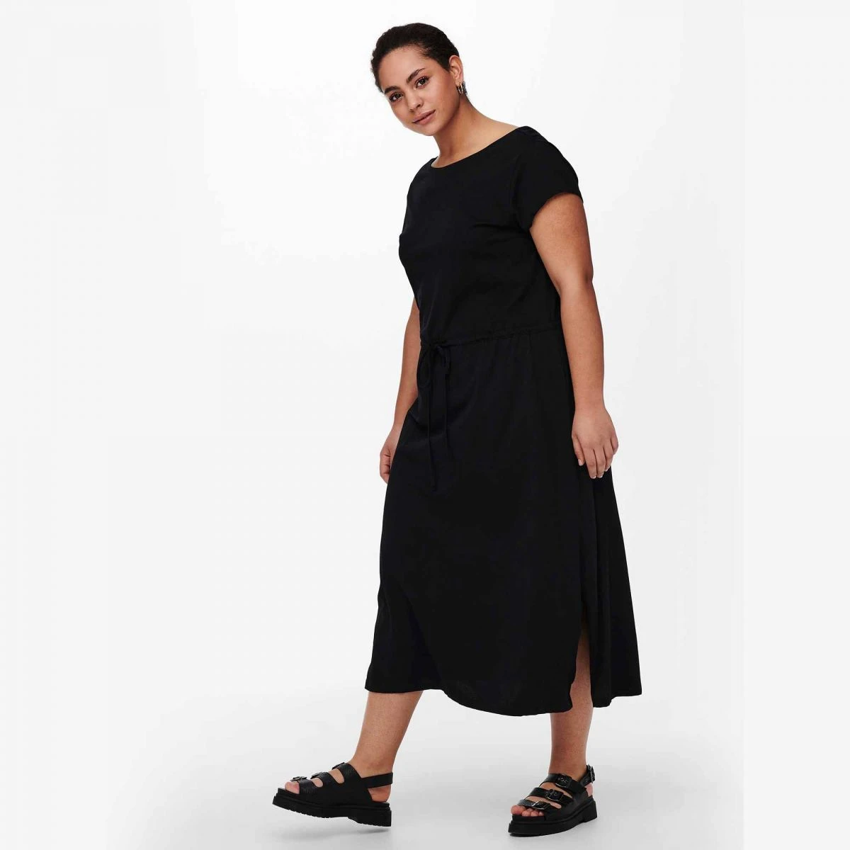 Robe Longue Manches Courtes Fendue Coton Femme ONLY CARMAKOMA 6 Robe Longue Manches Courtes Fendue Coton Femme ONLY CARMAKOMA – Image 4