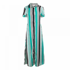 Robe Longue Manches Courtes Rayée Verte Siffleur Femme GRACE & MILA