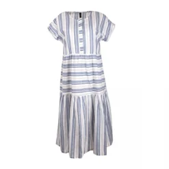 Robe Longue Manches Courtes Rayure Coton Femme YAS