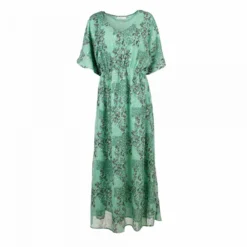 Robe Longue Motif Fleurs Col V Manches 3/4 Femme DEELUXE 74