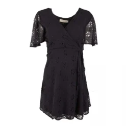 Robe Manches Courtes à Broderie Noir Femme LA PETITE ETOILE