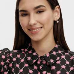 Robe Manches Courtes à Motif Femme PIECES -Tendryne Soldes Boutique robe manches courtes a motif femme pieces 3