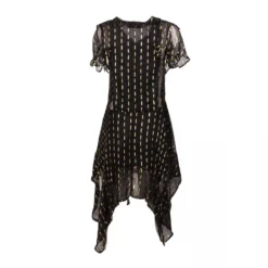 Robe Manches Courtes à Volants Motif Doré Femme ZADIG & VOLTAIRE -Tendryne Soldes Boutique robe manches courtes a volants motif dore femme zadig voltaire 2