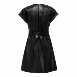 Robe Manches Courtes Bouffante Similicuir Col Rond ceinture Femme ONLY -Tendryne Soldes Boutique robe manches courtes bouffante similicuir col rondceinture femme only 2