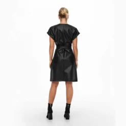 Robe Manches Courtes Bouffante Similicuir Col Rond ceinture Femme ONLY -Tendryne Soldes Boutique robe manches courtes bouffante similicuir col rondceinture femme only 4
