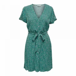 Robe Manches Courtes Ceinture Boutons Imprimé Col V Femme ONLY