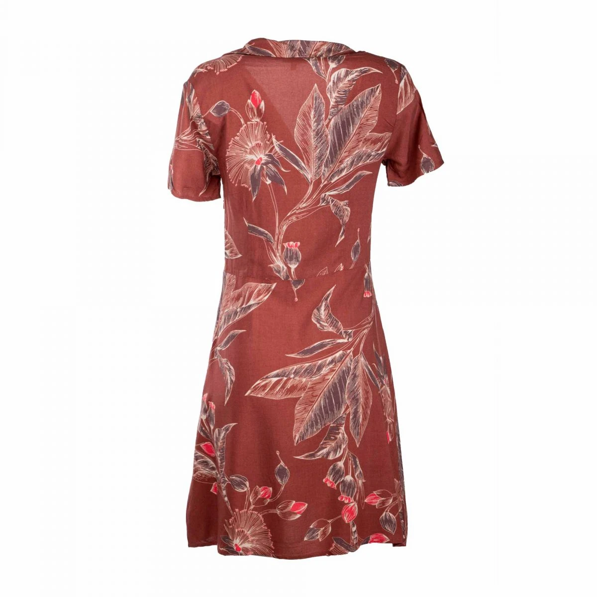 Robe Manches Courtes Col V à Fleurs Marron Femme BEST MOUNTAIN 4 Robe Manches Courtes Col V à Fleurs Marron Femme BEST MOUNTAIN – Image 2