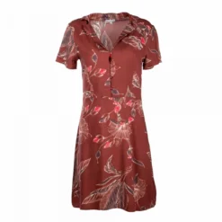 Robe Manches Courtes Col V Ă Fleurs Marron Femme BEST MOUNTAIN