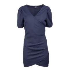 Robe Manches Courtes Col V Drapée Femme VERO MODA -Tendryne Soldes Boutique robe manches courtes col v drapee femme vero moda 1