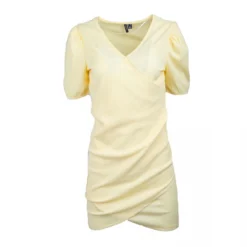 Robe Manches Courtes Col V Drapée Femme VERO MODA -Tendryne Soldes Boutique robe manches courtes col v drapee femme vero moda 2