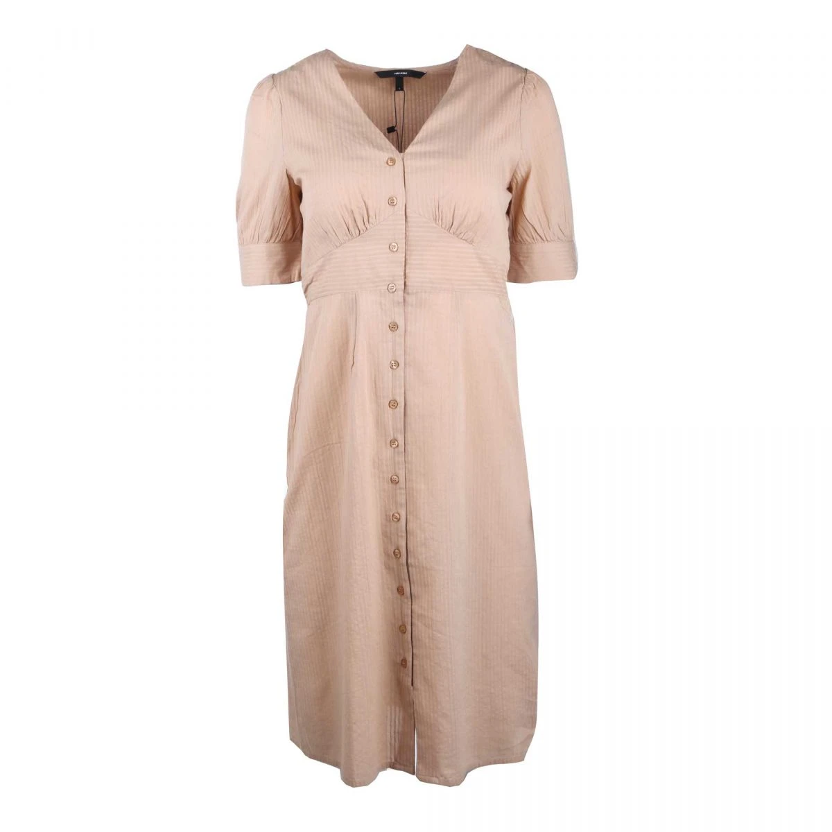 Robe Manches Courtes Coton Doux Boutonné à Rayures Femme VERO MODA 4 Robe Manches Courtes Coton Doux Boutonné à Rayures Femme VERO MODA – Image 2
