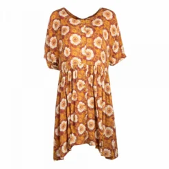 Robe Manches Courtes Fleurie Col Rond Femme AMERICAN VINTAGE