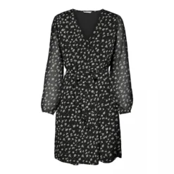 Robe Manches Longues Ceinture Motif Col V Femme ONLY