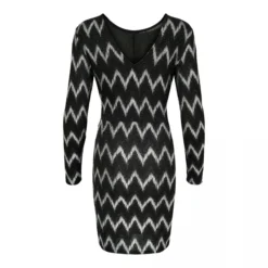 Robe Manches Longues Moulante Nouée Motif Femme ONLY -Tendryne Soldes Boutique robe manches longues moulante nouee motif femme only 1